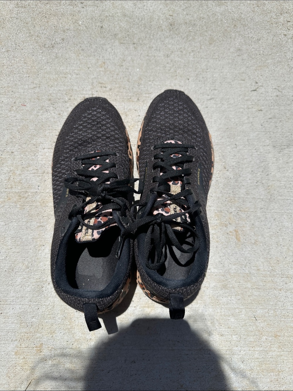 Brooks Women’s Black Running Shoes with Leopard Print Trim